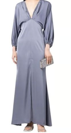 Sachin & Babi Gabby Gown Size 6 Satin Crepe Beaded V-Neck A-Line Fornal Dress