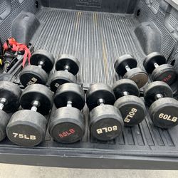 Rubber coated used dumbbells