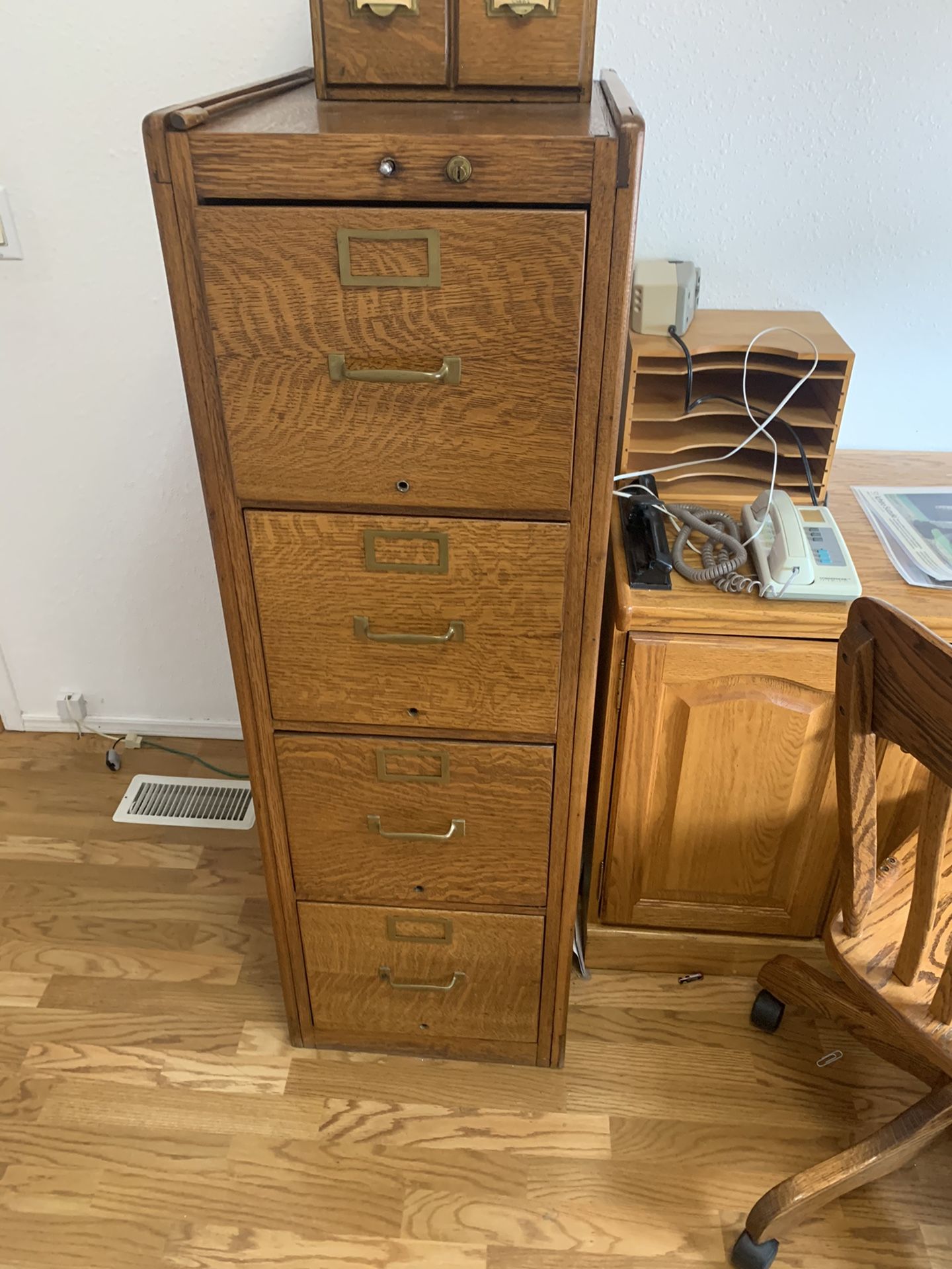 Antique Filing Cabinet and Desk Drawer