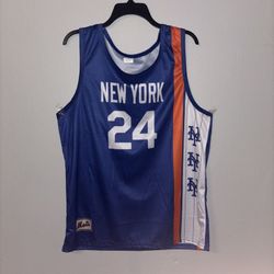 New York Mets Jersey Men Large Blue Basketball MLB Logo 2024 SGA Promotion