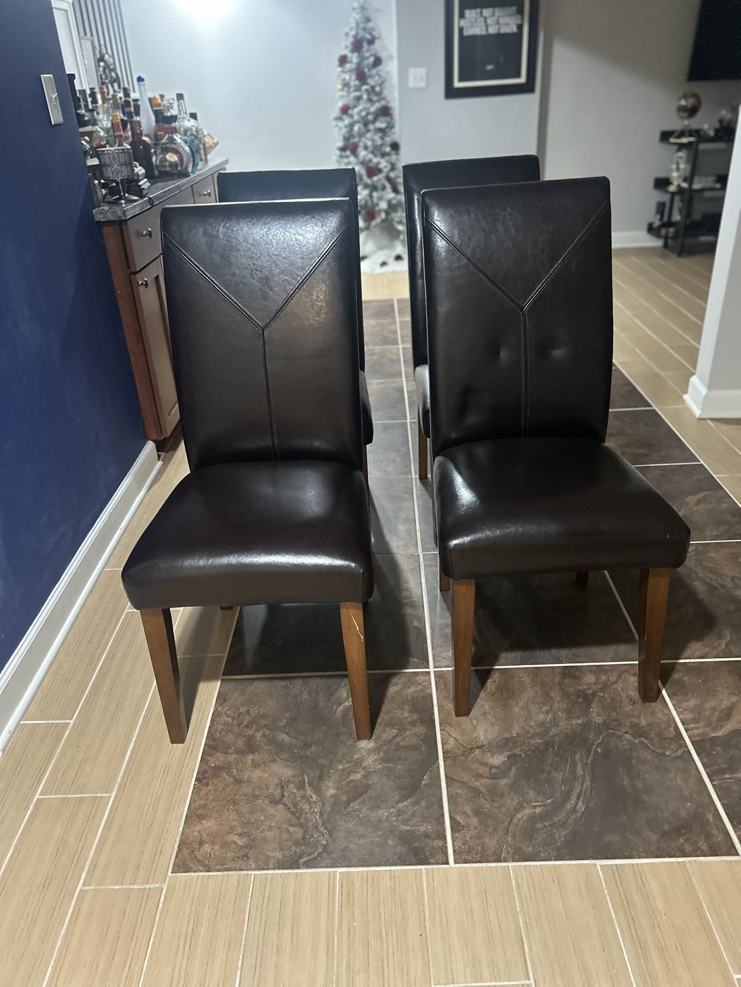 Brown Faux Leather Dining Room Chairs