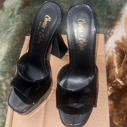 Black Patent Leather Heels Size 6