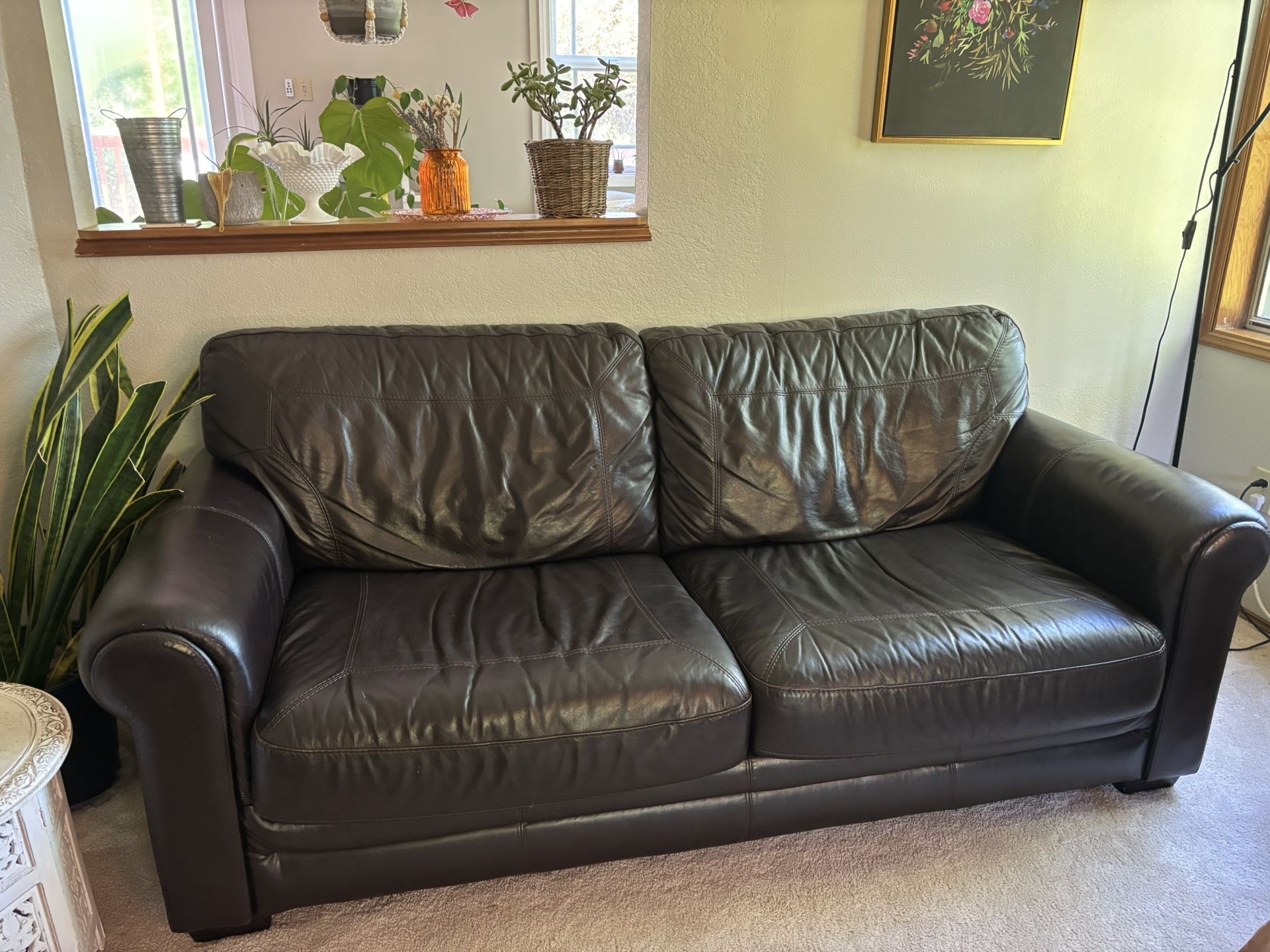 Dark brown Leather Couch