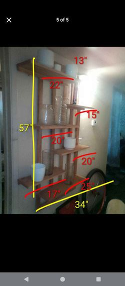 Handmade wooden staggered shelf