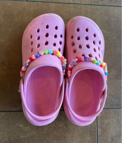 Pink Crocs Clogs with Beaded Charms