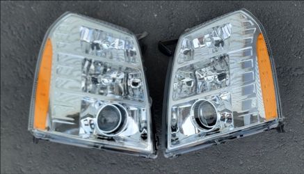 07-14 Cadillac Escalade Esv Ext Projector Headlights Luces Calaveras Micas Faros Faroles Headlamps Focos