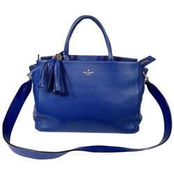 Kate Spade New York Atwood Place Larson Satchel Tassel Blue Leather Hand Bag