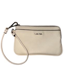 Calvin Klein Light Cream Saffiano Wristlet