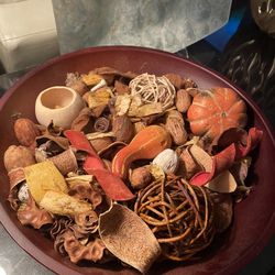 Wood Bowl With fall Decors Inside 