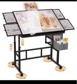 Puzzle Table with Wheels 1500 Pieces Puzzle Table for Adults with Drawers, Cover, Wheels, 5 Adjustable Up Angles Wooden Jigsaw Puzzle Board for