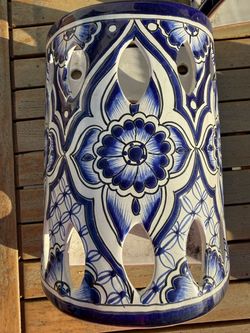 Blue and White Ceramic Outdoor Light Sconce