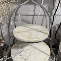 Marble 2 Tier Cake Decor Display 