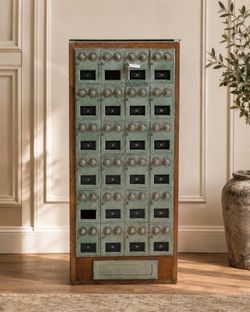 Antique 24-Door Post Office Mailbox Cabinet with Master Keys
