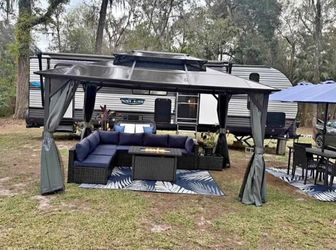 Gazebo and outdoor furniture set