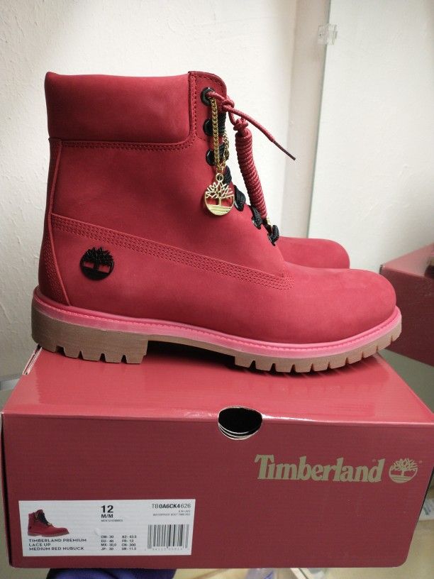 New Timberland 6" Waterproof Boots Men Size 12 Red