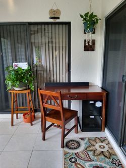 Wood Desk With Chair
