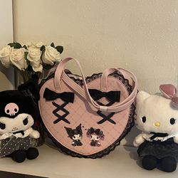 Kuromi X Hello Kitty Bag And Plushies Set 