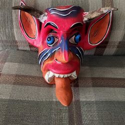 Vintage Mexican Folk Art Devil Mask