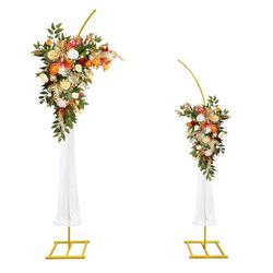 Metal Wedding Arch Stand,Set of 2 Gold Curved Top Arch Backdrop