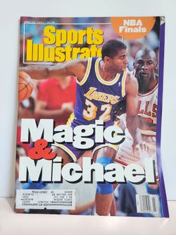 Vintage 1991 Sports Illustrated Magic Johnson Michael Jordan NBA Finals Cover