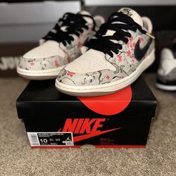 Size 10 Men's Rui Hachimura x Air Jordan 1 Retro OG Low Cranes - HV8293-100