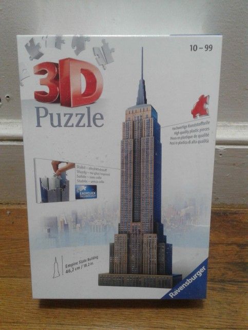 Ravensburger 3D Puzzle Empire State Building 216 Pieces 18" Tall Sealed. Message me anytime if interested will send more pictures or videos thank you.