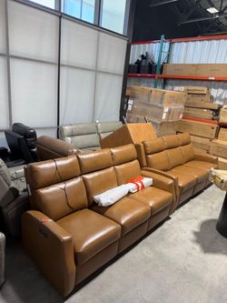 Caramel Leather Power Reclining Sofa