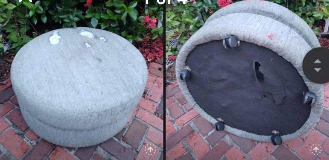 Round Ottoman On The Wheels