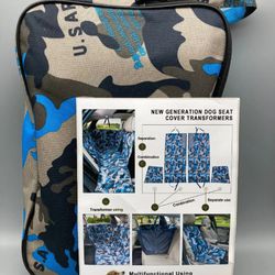 New Generation Canvas Dog Seat Cover - Multifunctional - BLUE CAMO US ARMY 