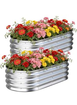 2 Pack - Galvanized Steel Raised Garden Beds