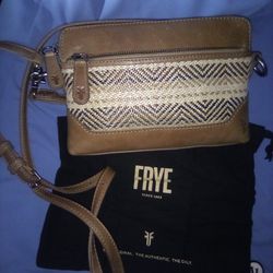Frye Melissa Straw Crossbody Bag Wristlet Beige NWT