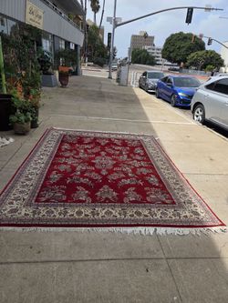 Authentic Wool Persian Rug (8x10 ft) – Traditional Red Floral Design