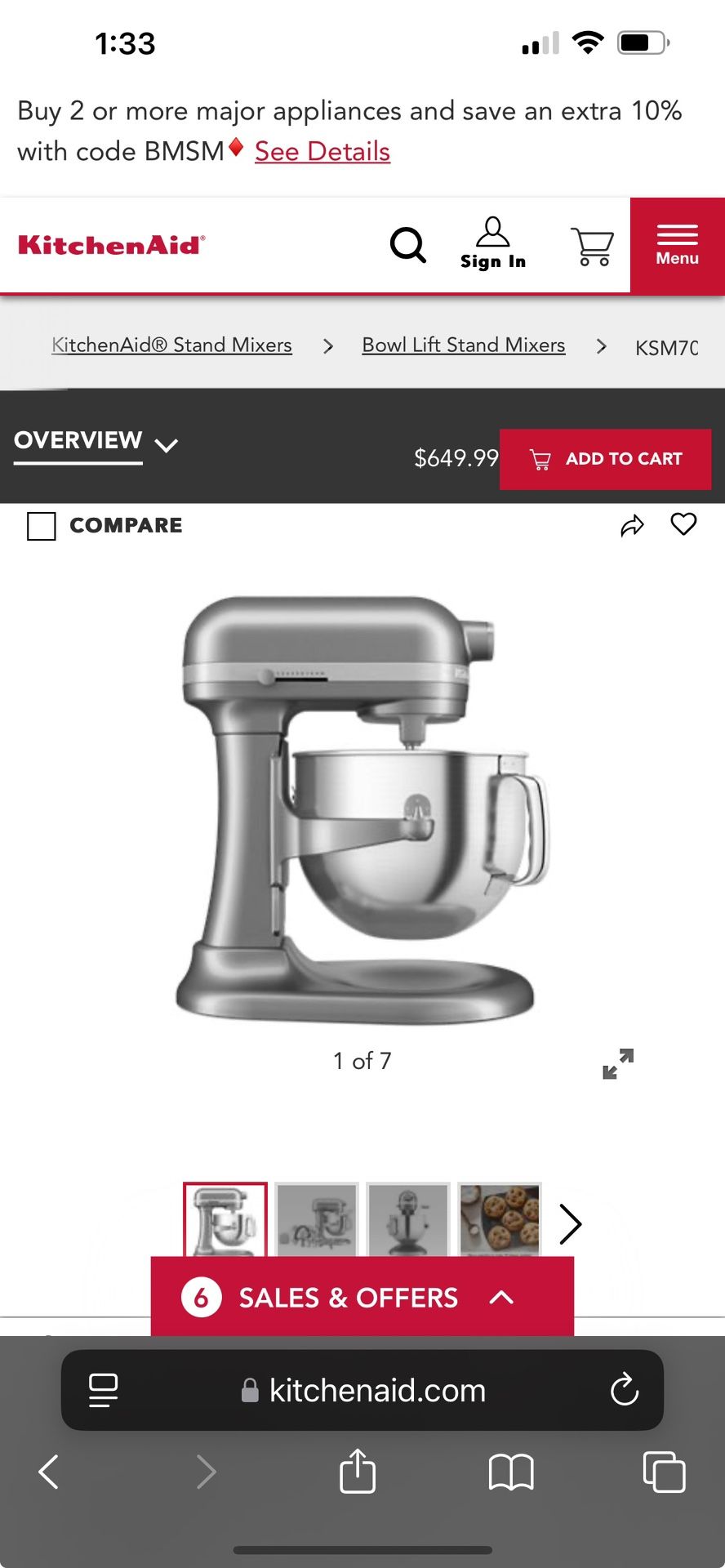Kitchen Aide 6qt Lift Stand Commercial Mixer