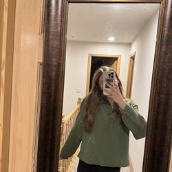 J. Crew green button up blouse