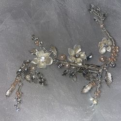 Rose gold & ivory hair piece 