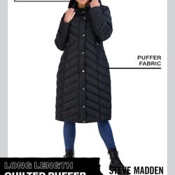 New Madden Girl Women’s Winter Jacket – Long Length Quilted Maxi Puffer Parka Coat Size XXL 