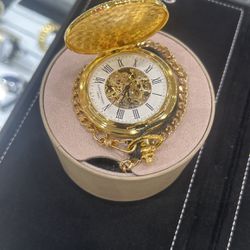 Charles Hubert 14K Gold Finish White Dial Pocket Watch