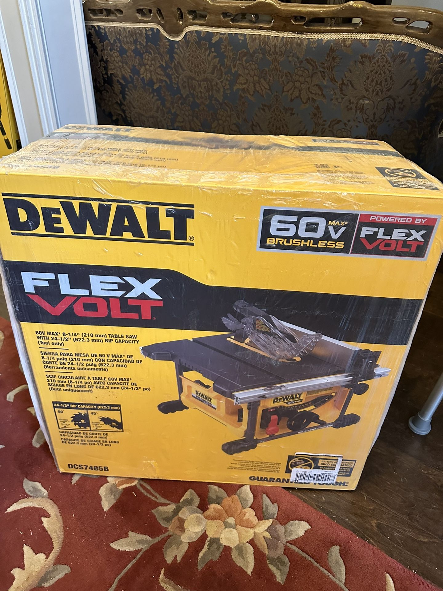 Brand New in Box Dewalt FLEXVOLT 60V MAX Cordless Brushless 8-1/4 in. Table Saw Kit (Tool Only). Retail around $500 including tax 