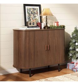 Modern wood tambour door cabinet - Walnut