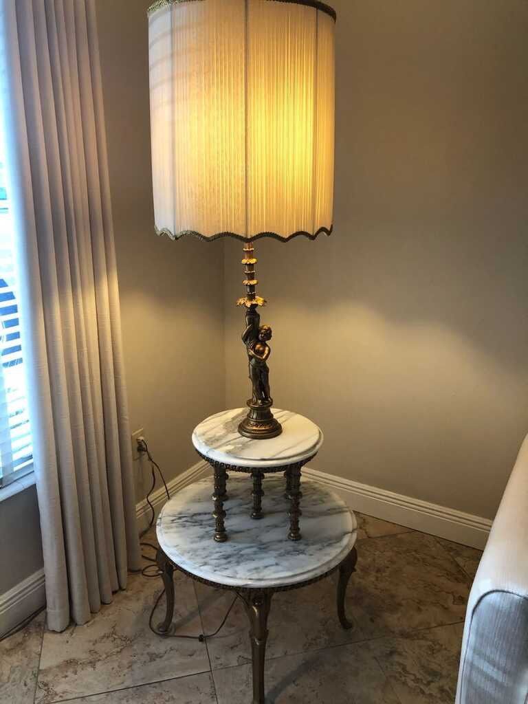 Vintage French Style 2 Tier Lamp / 69 Inches Tall
