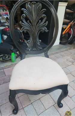 Solid wood chair.  Dining table and bed.