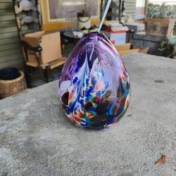 Signed And Numbered Brian Maytum Studios Hand blown Irridescent Aurene Glass Bud Vase 