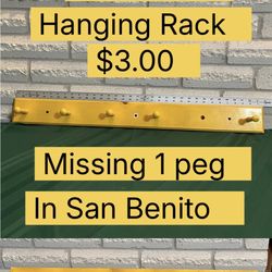 Hanging Rack , Wood, Yellow, 33.5 Wide 