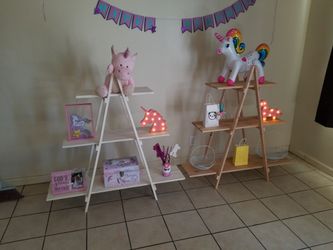 Wood latter shelve stand for decorations