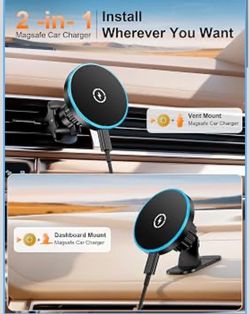 for Magsafe Car Mount Charger, [100% Stable] 15W 2 in1
