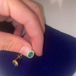 10k gold Emerald and Diamond Earrings 