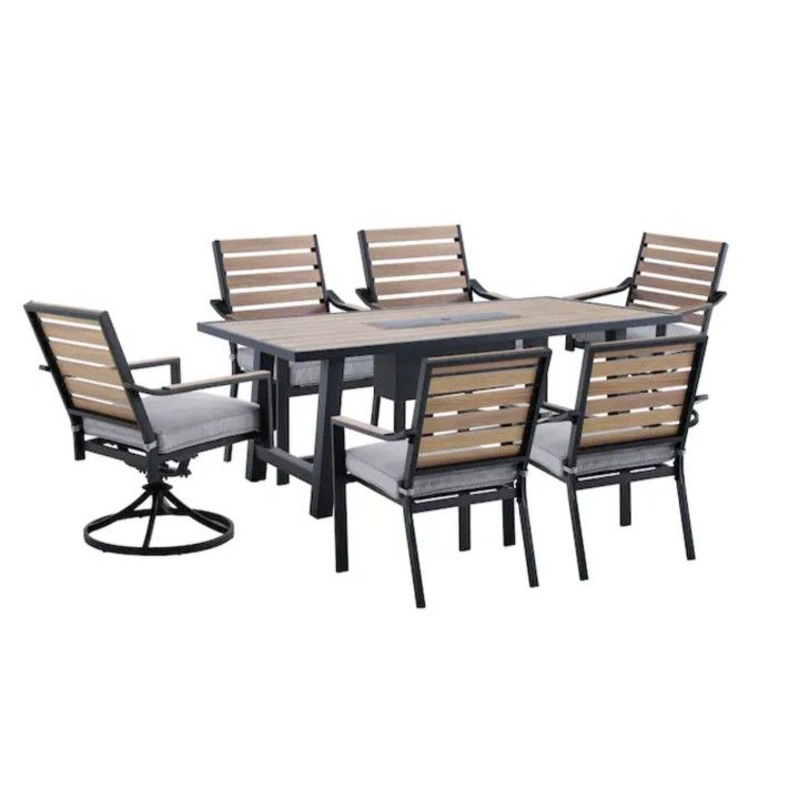 ALLEN + ROTH Fairway Oaks Collection 7-Piece Patio Dining Set