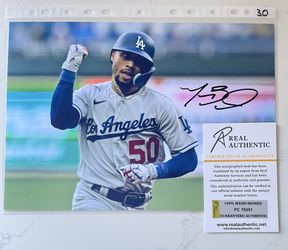 Mookie Betts Los Angeles Dodgers Autographed 8x12 Photo With COA 