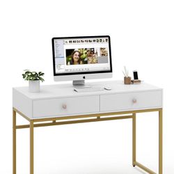 White and gold desk