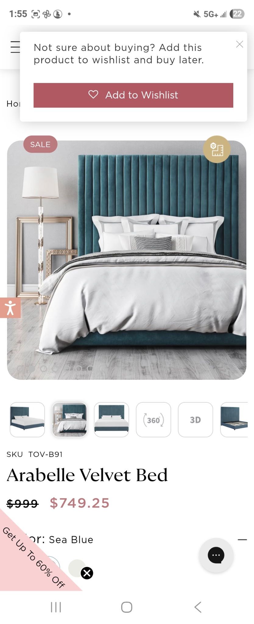 Arabelle Velvet Bed/ Mattress